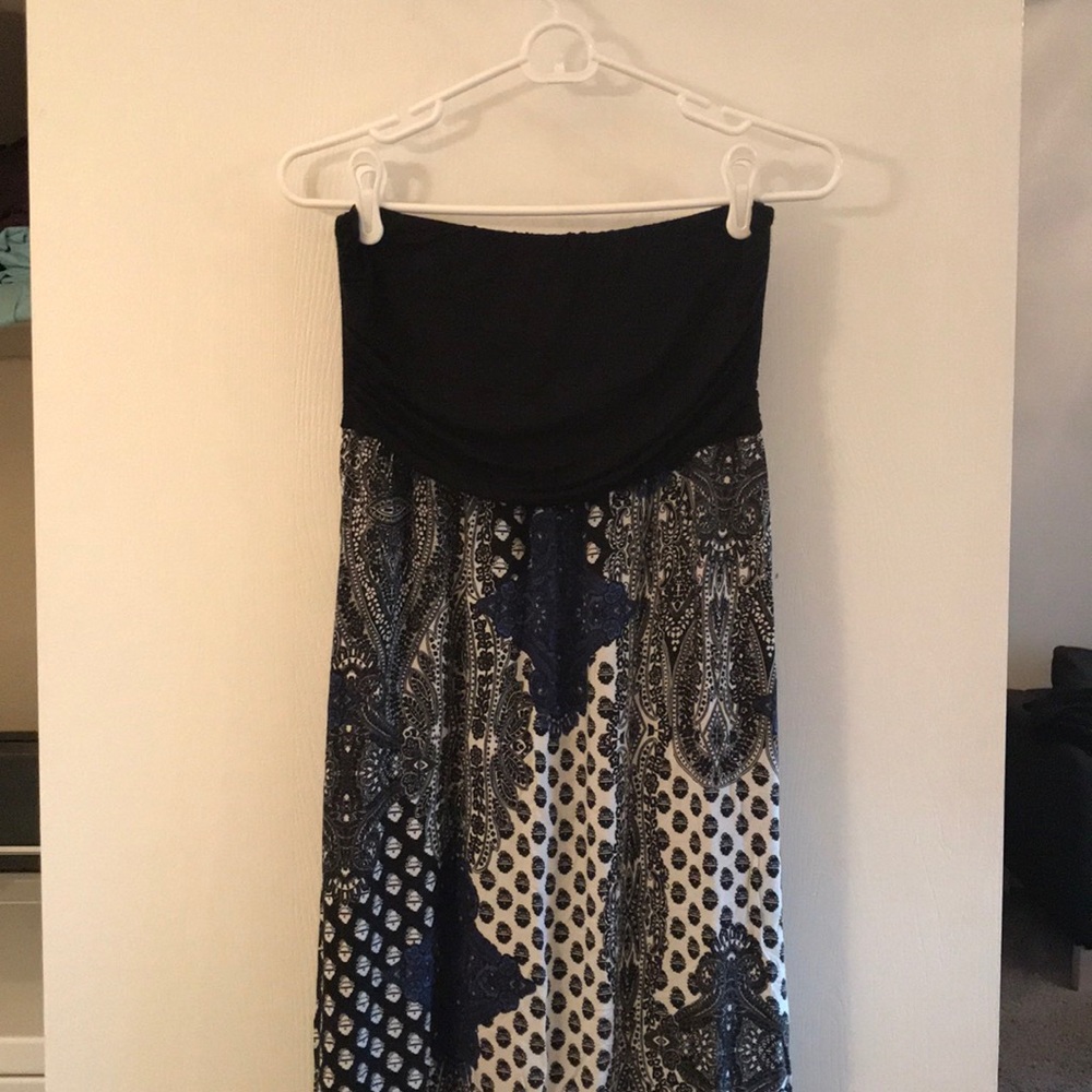 Strapless Patterned Maxi Dress